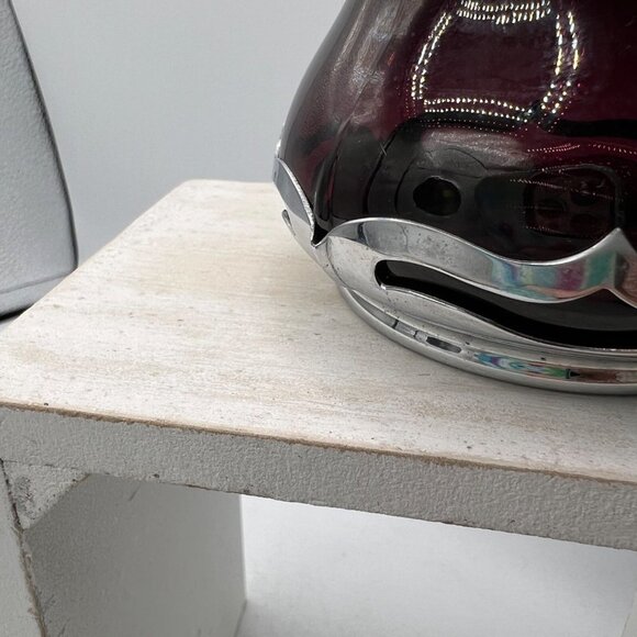 Krome-Kraft Farber Brothers Vintage Vase Amethyst Glass And Chrome Tulip  3” - Picture 4 of 11